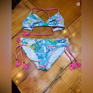 Lilly Pulitzer Wish You Were Here 2pc swim bikini size 8
